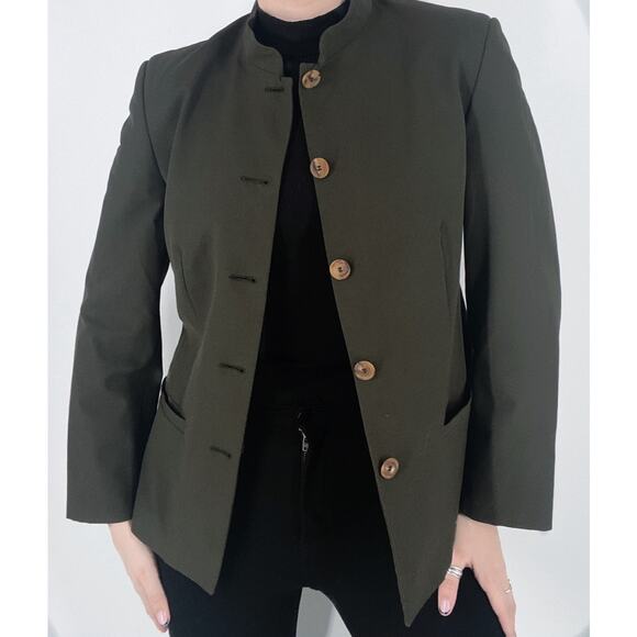 SOLD OUT Piazza Sempione Olive Button Down Long Sleeve Blazer Size IT 40 US 4 - Picture 2 of 4